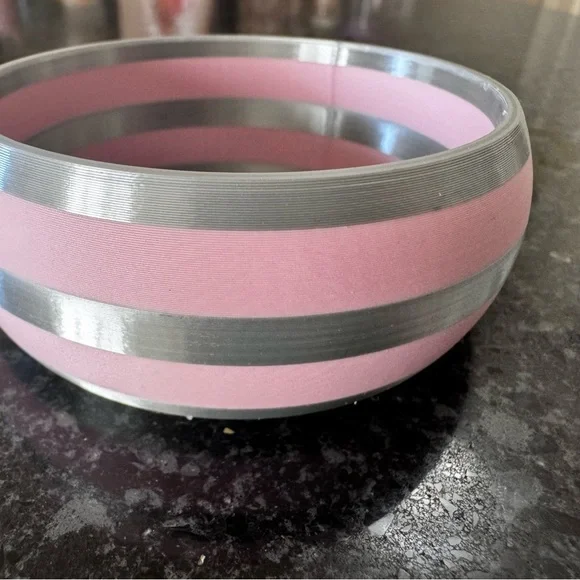 Set of 2 Pink and Silver Striped Bangles - 3D Printed - Picture 4 of 5